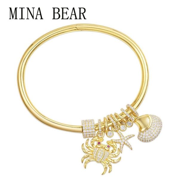 

mina bear new fashion crab star microcube zirconia luxury gold marine life bracelet ladies bracelet jewelry gift, Black