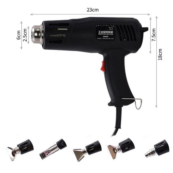 

2000w electric air gun temperature adjust industrial air gun baking thawing with five nozzle attachments