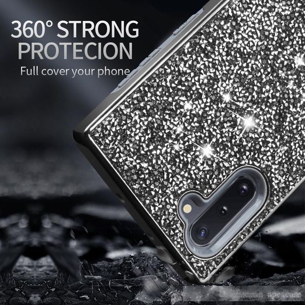 

in stock 2 in 1 luxury bling bling sparkle mobile cover for samsung galaxy note 10 pro note 9 note8 phone case