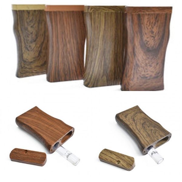 Holz-Dugout mit Glasrohrfilter-Rauchhüllen, handgefertigte Rauchpfeife, Shisha-Spitze, stumpfer Halter, Holzkisten, 10 JL C2
