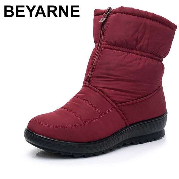 

beyarne plus size 35-42 flexible cube woman boots cozy warm fur inside snow boots winter shoes woman, Black