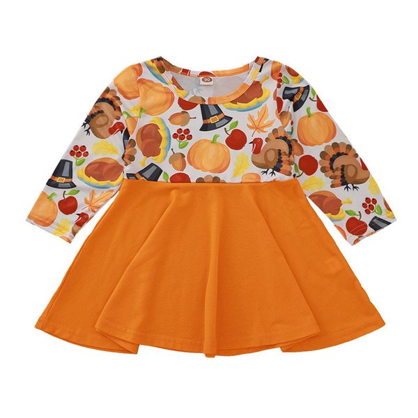 

girls festival dress 2020 autumn children kids thanksgiving days costume kids clothes, Red;yellow
