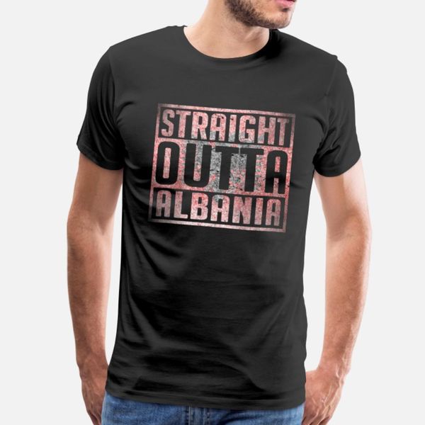 

straight outta albania albania flag albana t shirt men printed tee shirt o-neck formal loose funny casual spring autumn family shirt