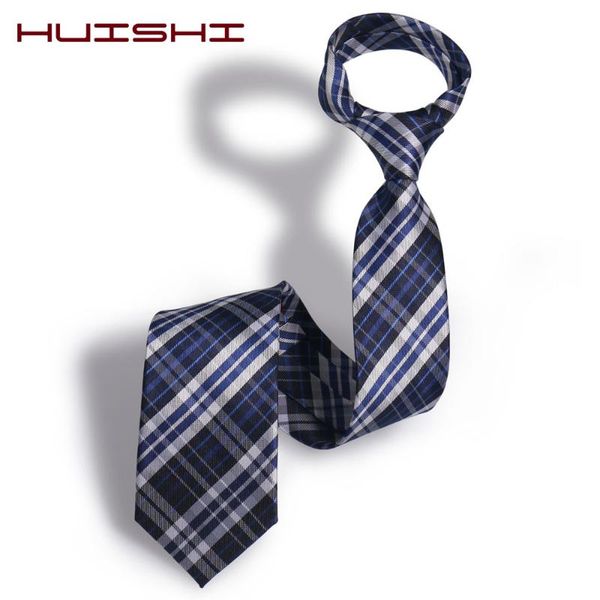 

huishi men's neckties striped plaid men's tie navy blue grey classic neck ties business wedding 8cm necktie fashion, Black;gray