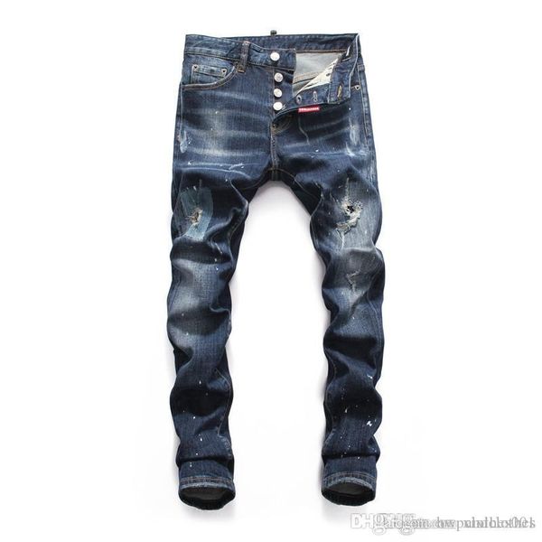 

2020 men jeans high-quality jeans mens skinny slim pencil pants casual hip-hop trousers luxury jeans de designer pour hommes, Blue