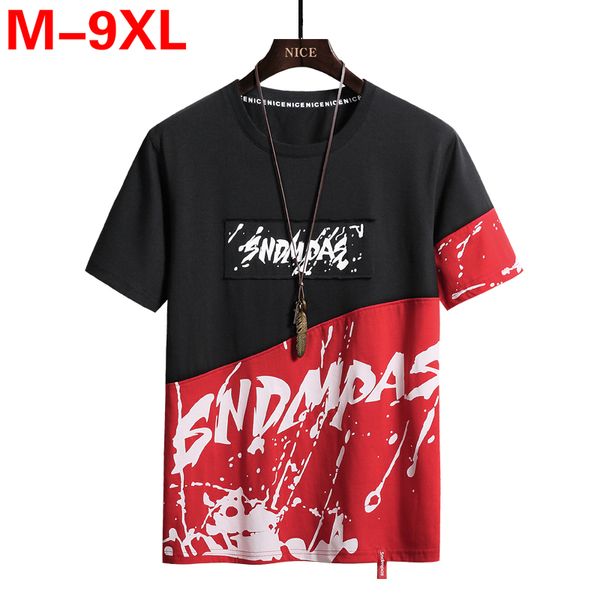 Мужская футболка Print 9XL 8XL PLUS Размер Thirts Hip Hop T Рубашки Мужчины Повседневная Мужская мода Большой Размер Верхняя Негабаритные Топы Tee Tee