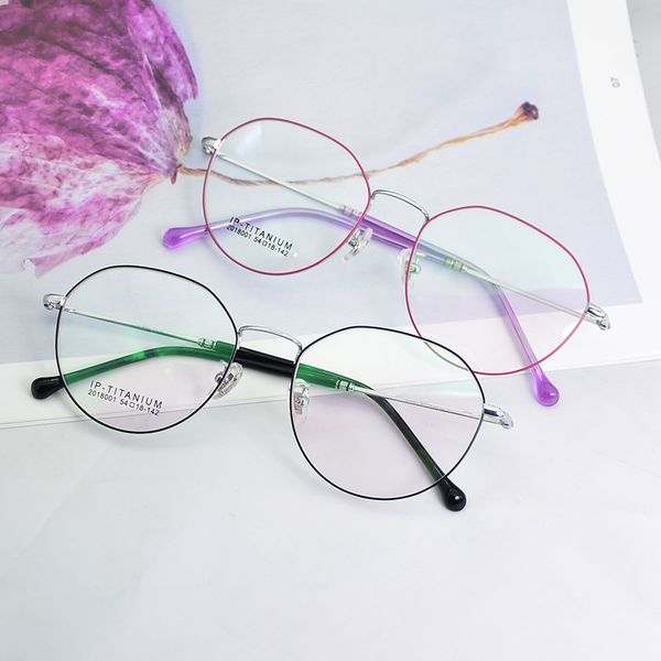 

fashion polygon pure titanium glasses frame ultra light vintage personality literature and men's, Black