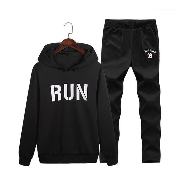

mens 2pcs sets male running letter printed mens suits autumn mens fashion designer tracksuits casual hooded sports loose, Gray