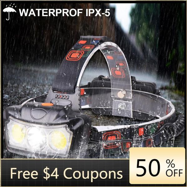 

headlamp headlight led t6 cob head torch head light super bright waterproof headtorch lamp