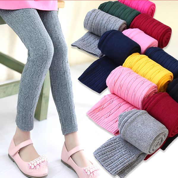 

children knitting pants leggings skinny elastic girl leggings getry trousers spring autumn candy color leggins leginsy baby kids, Blue