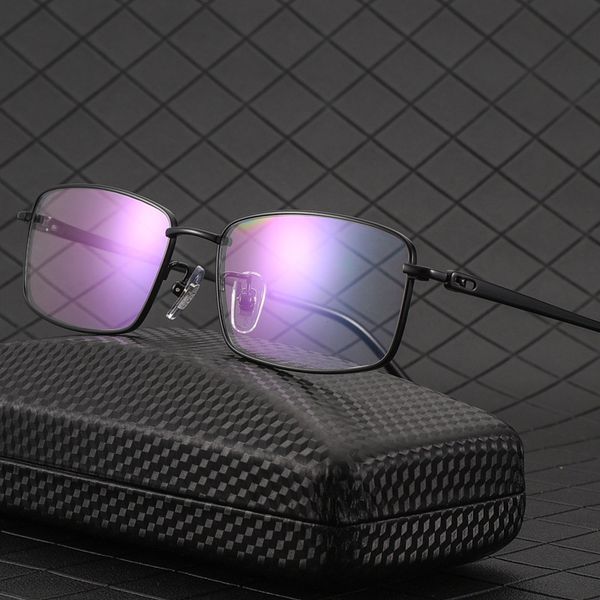 

pure titanium frame glasses men business style full rim eye glasses myopia spectacles with spring hinges new arrival, Black