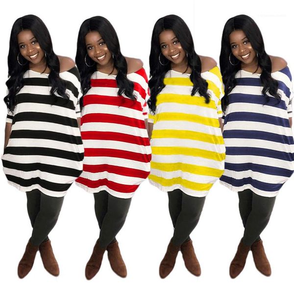 

loose striped printed mini dresses womens casual apparel summer ladies pencil dress scoop neck short sleeve fashion, Black;gray