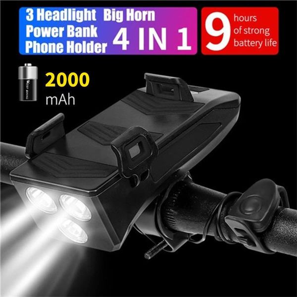 

bike lights 400lm riding horn light usb rechargeable portable bicycle accessories 2000ma led