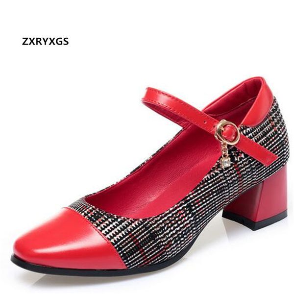 

promotion cowhide spell colors genuine leather shoes women high heeled shoes 2020 new autumn fashion elegant women, Black