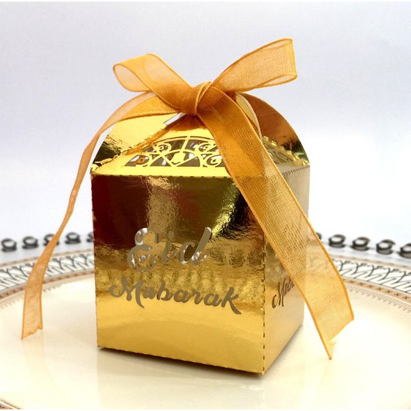 

50pcs eco friendly lightweight candy box lesser bairam paper party with ribbon