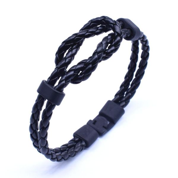 

voq new design leather rope adjustable bowknot bracelet for women men couple 2020 fashion jewelry armband heren, Black