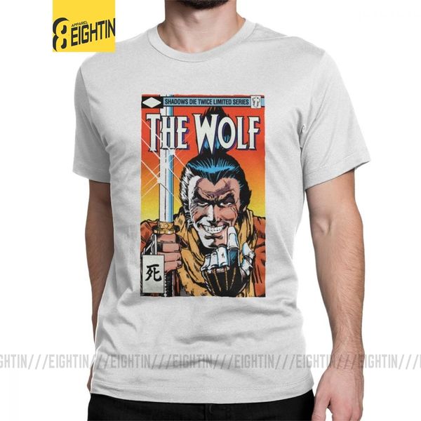 

волчьей sekiro тени умирает в два раза t рубашки мужчины хлопок повседневный t-shirt wolf souls самурай игра японская футболка с коротким ру