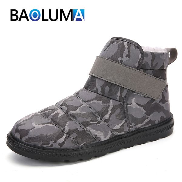 

fashion winter me's snow boots shoes wool keep warm men boots waterproof men's footwear ankle fur men winter shoes 36-47, Black