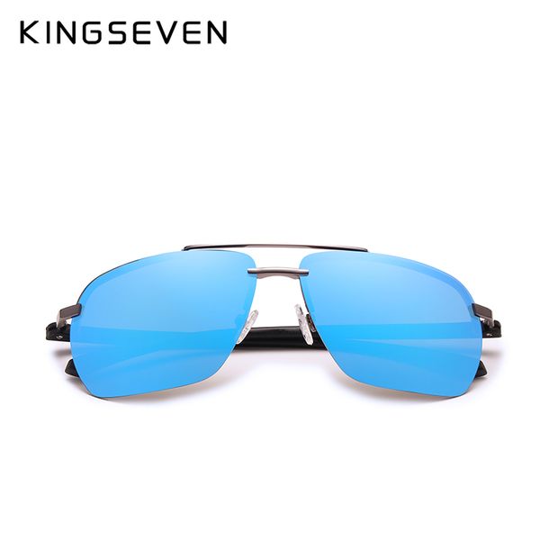 

kingseven tr90 frame polarized sunglasses men rimless mirror lens sun glasses male fishing eyewear for men gafas, White;black