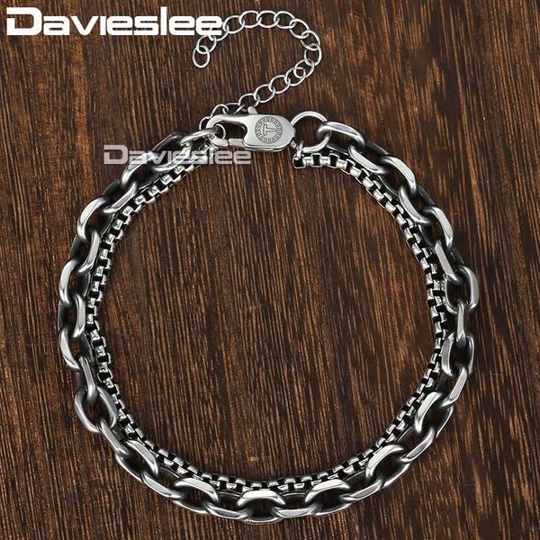 

womens mens bracelet chain gunmatel stainless steel link double chains bracelets for men women wholesale jewelry ddb11, Black