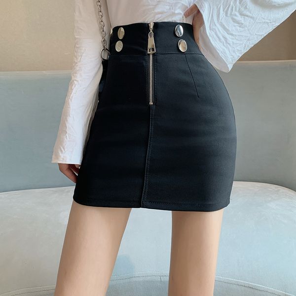 

women dresses black skirt womens 2020 summer new design high waist slim a- line skirt anti-exposure zipper skirt women