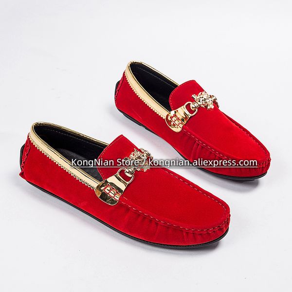 

2020 autumn men leather shoes fashion leather red men loafer shoes usual casual slip-on teenagers black flat