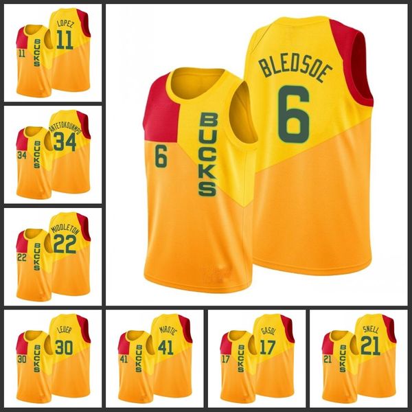 

milwaukee bucks brook lopez eric bledsoe giannis antetokounmpo khris middleton jon leuer nikola mirotic pau gasol men jersey, Black