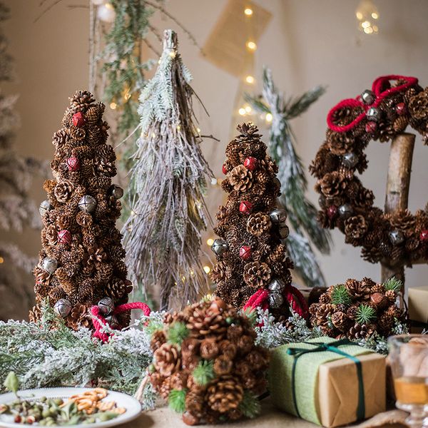 

nature pine cones apple berries artificial tree 2020 christmas tree rustic decor home xmas wood farmhouse bonsai noel