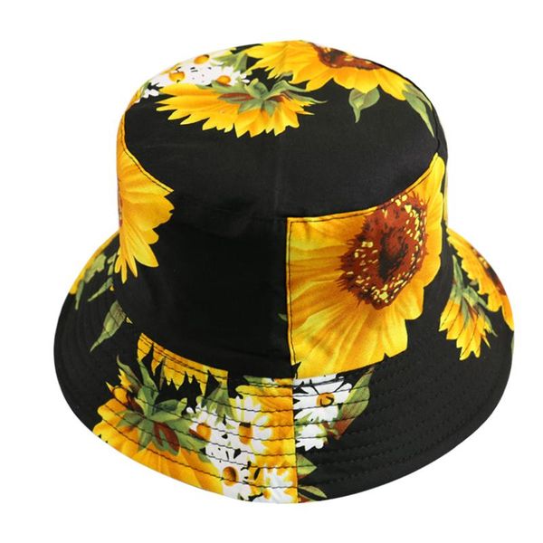 

foxmother sun new print gorras white black mens fashion women summer caps hat sunflower floral bucket zvvuz bdehome, Black;white