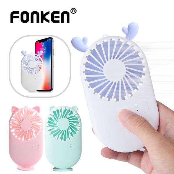

cartoon usb fan 500ma desk mini fan cooler handheld usb cooling for outdoor learning rechargeable adjustable gear