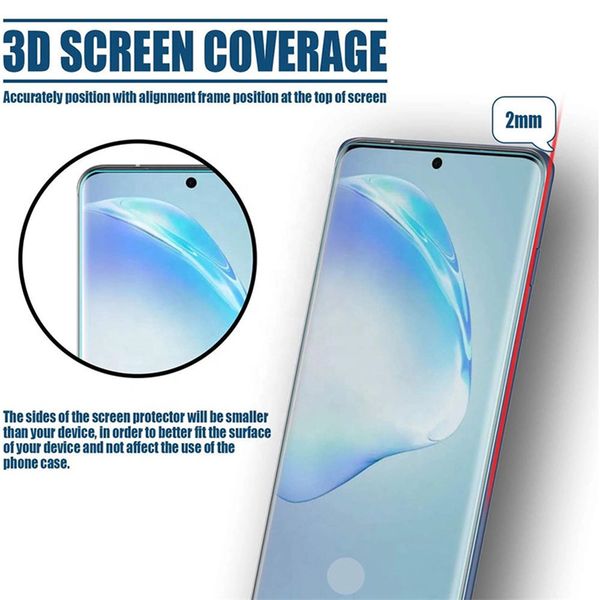 

full glue 3d curved screen protector for samsung s20 ultra note s10 plus s10e case friendly tempered glass high sensitive unlock fingerprint