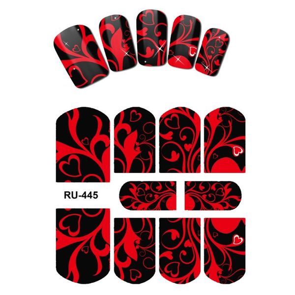 

uprettego nail art beauty water decal slider nail sticker flower leaf vine rattan leaf grape purple ru445-450, Black