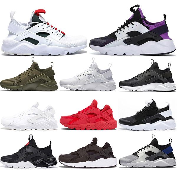 

new 2020 huaraches ultra men running shoes 4.0 purple green red oreo white pure platinum women mens trainers athletics sport sneakers