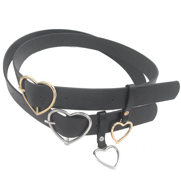 

fashionable heart-shaped alloy buckle accessories belt wild leather metal women's assembly belt, Black;brown