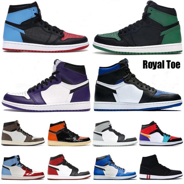 

новые баскетбольные обувь jumpman 1 1s og высокая сосна зеленый черный суд фиолетовый королевский королевский королевский осидиан игровая иг