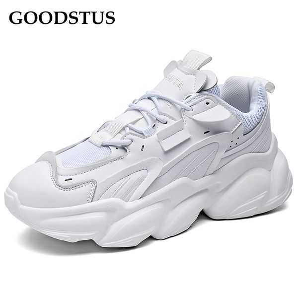 

goodstus men women couple clunky sneaker lightweight breathable comfortable height increase couple casual shoes, Black