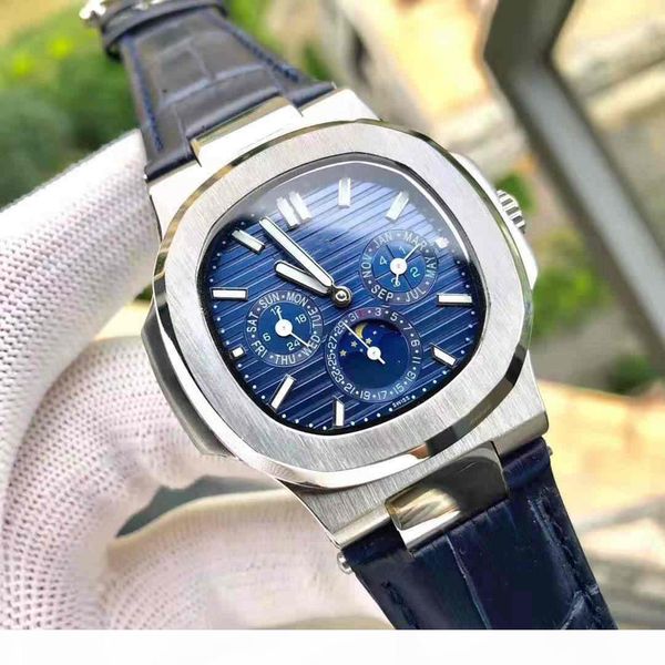 

exquisite, stylish and luxurious nautilus 5740 1g 40mm stainless steel dial leather strap automatic mechanical waterproof men's watch, Slivery;brown