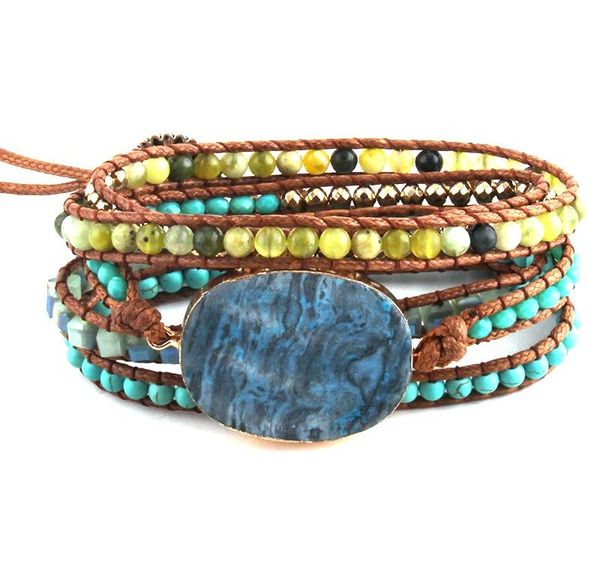 

fashion beaded jewelry handmade mixed natural stones/glass and stone charm 5 strands wrap bracelets002, Golden;silver