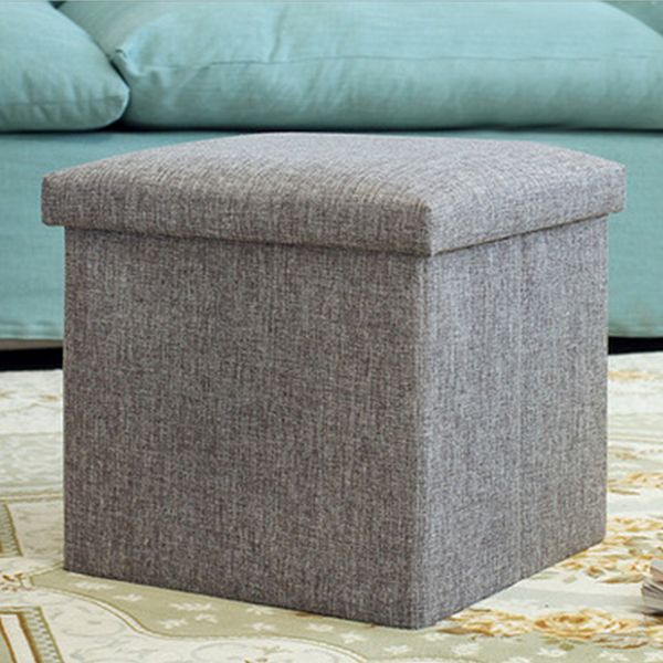 

linen pouffe practical simple multifunctional storage box seat folding stool
