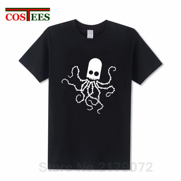 

octopus череп мужских смешные футболки для мужских юмористической скелет octopus майки мужчин пародии кости осьминог teeshirt camiseta mujer