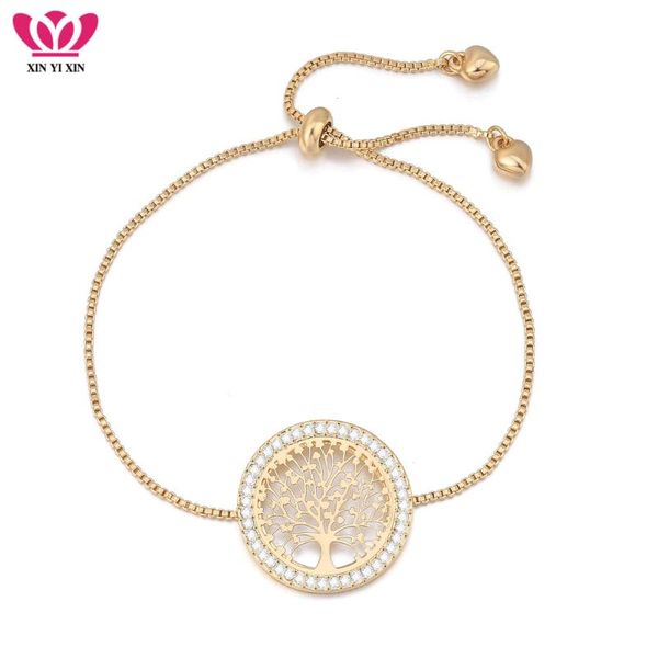

2020 new pulseira mujer moda clear crystal gold charm bracelets bangles for women tree of life adjustable bracelet jewelry gift, Golden;silver
