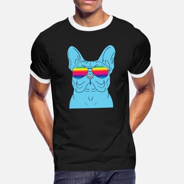 

cool frenchie french bulldog dog rainbow shades t shirt men personalized cotton o-neck kawaii graphic building spring autumn leisure shirt