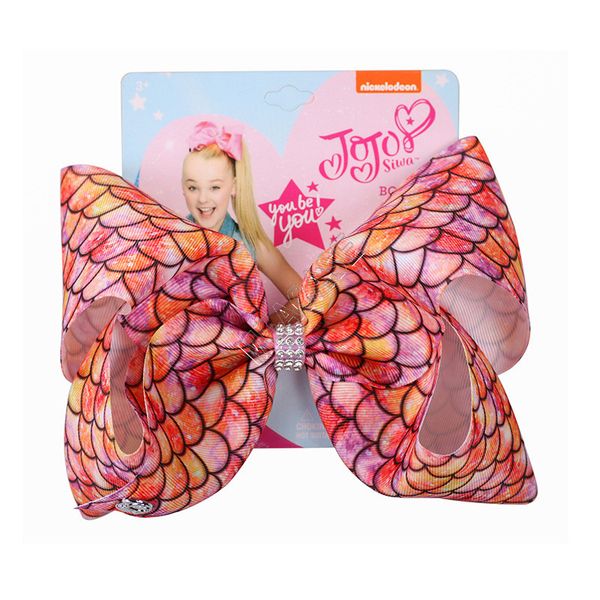 

with paper card jojo siwa hairpin mermaid scale hair bow women girls bowknot barrettes 8inch big bow hair clip headdress accessories d82708, Slivery;white