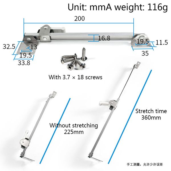 

telescopic window support security wind brace stainless steel angle controller