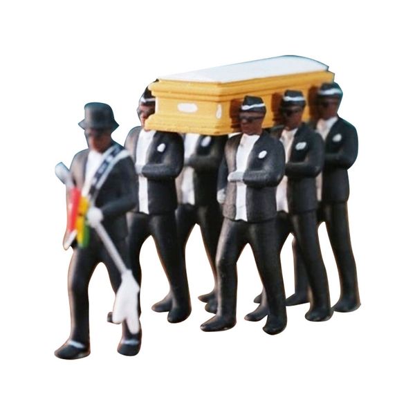 

wholesale 1:64 high-precision plastic ghanaian funeral coffin dancing team model exquisite craft action figure decoration