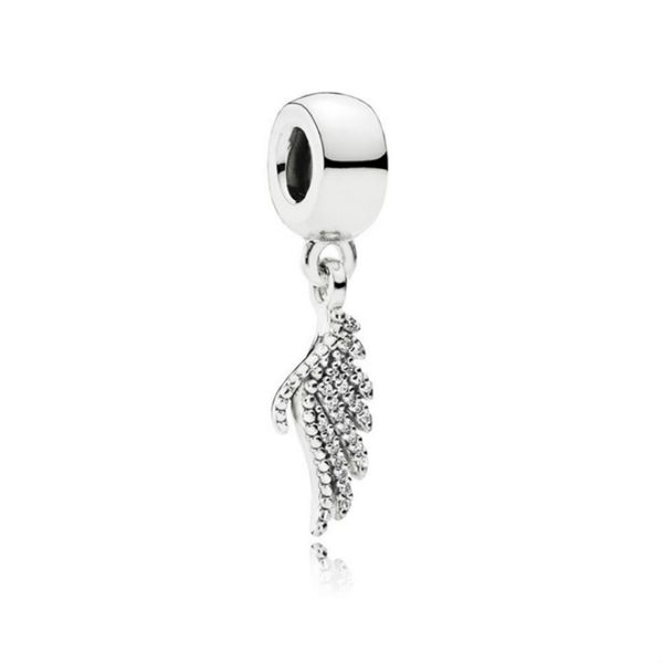 

new 100% 925 sterling silver 1:1 791750cz majestic feathers silver hanging charm original women wedding fashion jewelry gift, Black