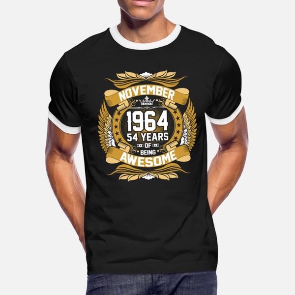 

ноябрь 1964 54 years of being высокой тенниска мужчина customize с коротким рукавом s-xxxl letters солнечного светом дышащего летом trend ру, White;black