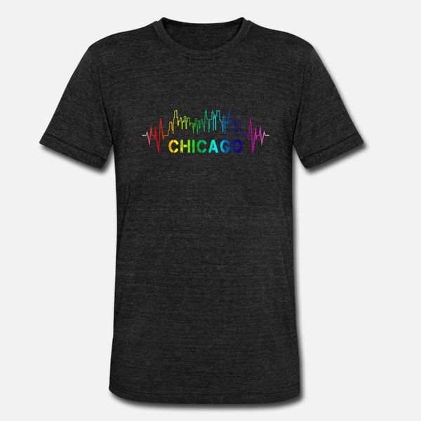 

chicago skyline heartbeat gay pride lgbt apparel t shirt men designer 100% cotton plus size 3xl normal famous humor spring original shirt