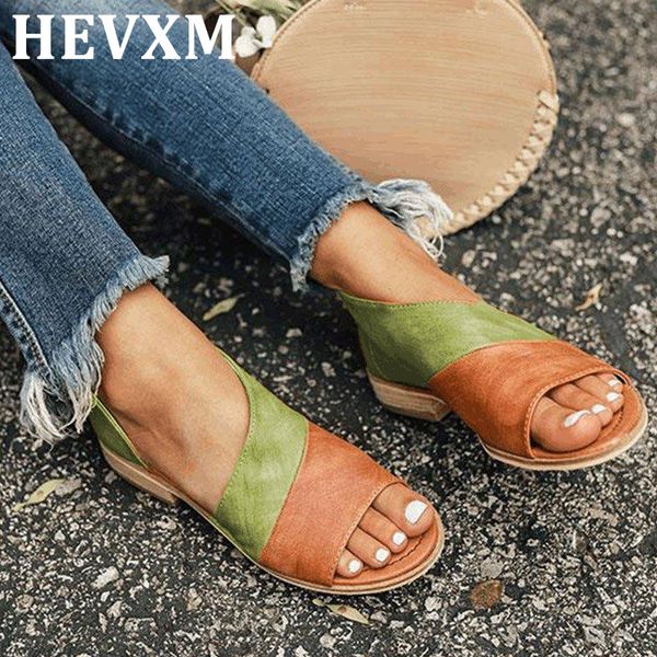 

hevxm 2020 women sandals for summer causal shoes woman peep toe low heels sandalias mujer 2020 plus size 35-43 summer shoes, Black