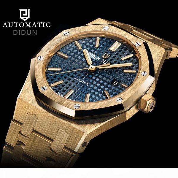

didun watch men mechanical watch fashion business male shockproof 30m waterproof luminous wristwatch, Slivery;brown